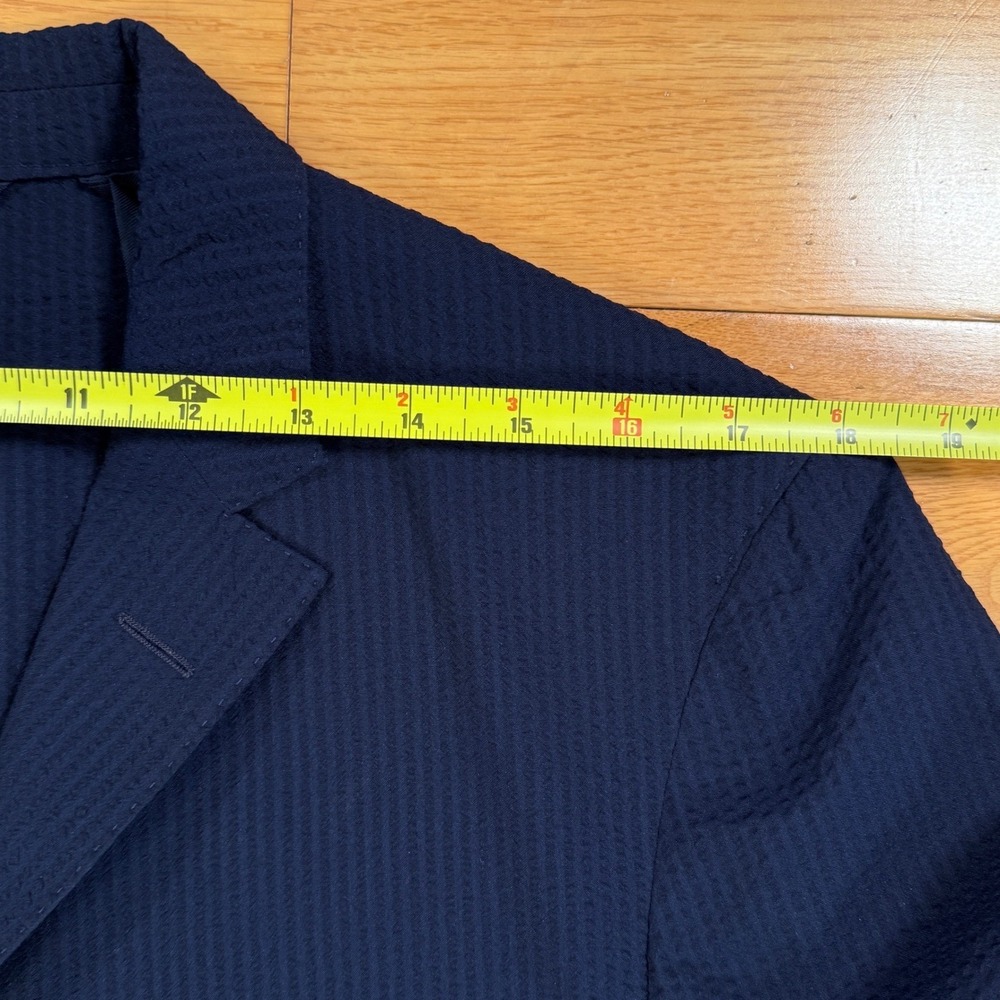 HUGO BOSS-LORO PIANA Silk-Wool Blazer Navy Blue‎ Textured Jacket 38R - Picture 8 of 11